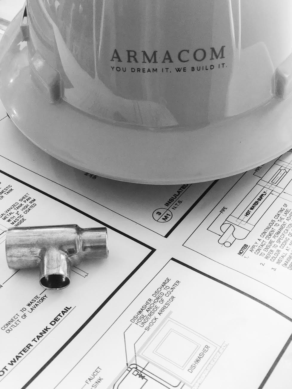 Armacom Hard hat with plans underneath