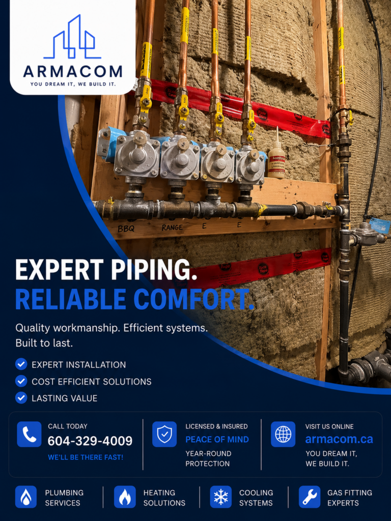 Gas Line Installation Abbotsford by Armacom Plumbing & Heating