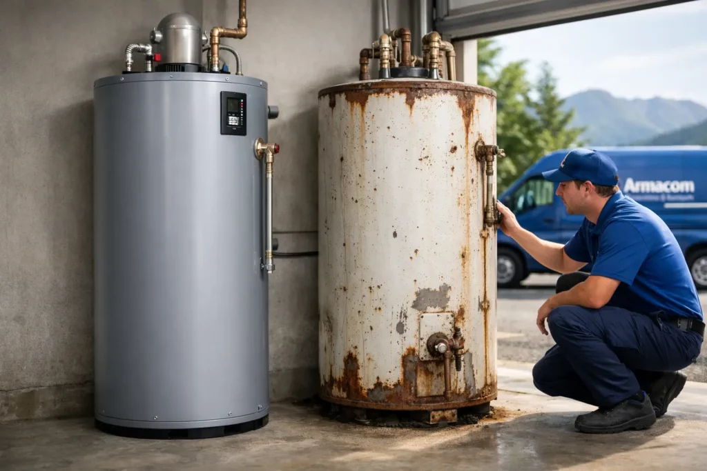 New Hot Water Tank Versus Old Tank in Chilliwack